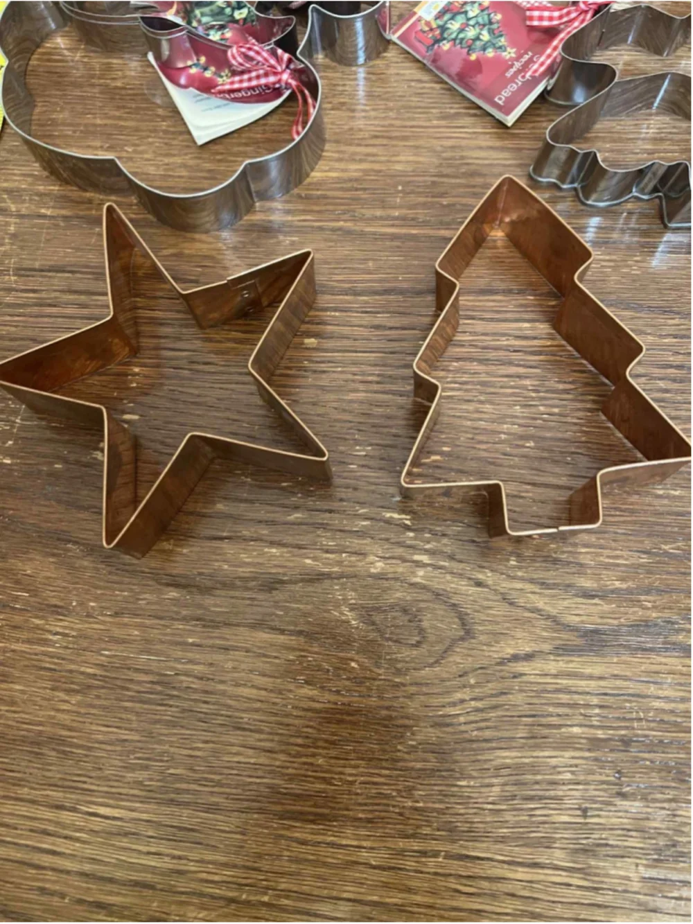 Set of 4 Christmas Cookie Cutters Santa Tree Copper Star Holiday Baking Decor